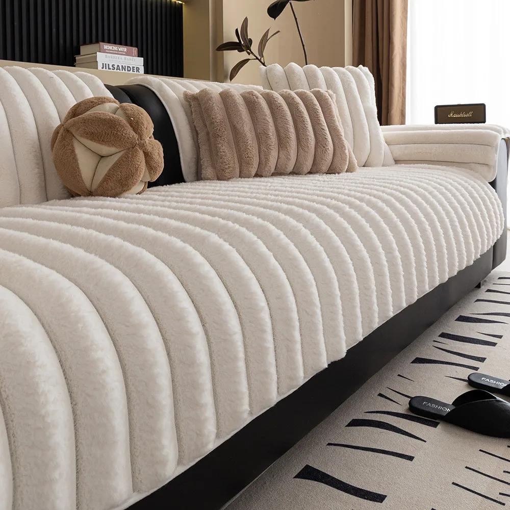 Warme Plüsch-Sofahülle Dickes und bequemes Sitzkissen Rutschfeste und kratzfeste Sofadecke