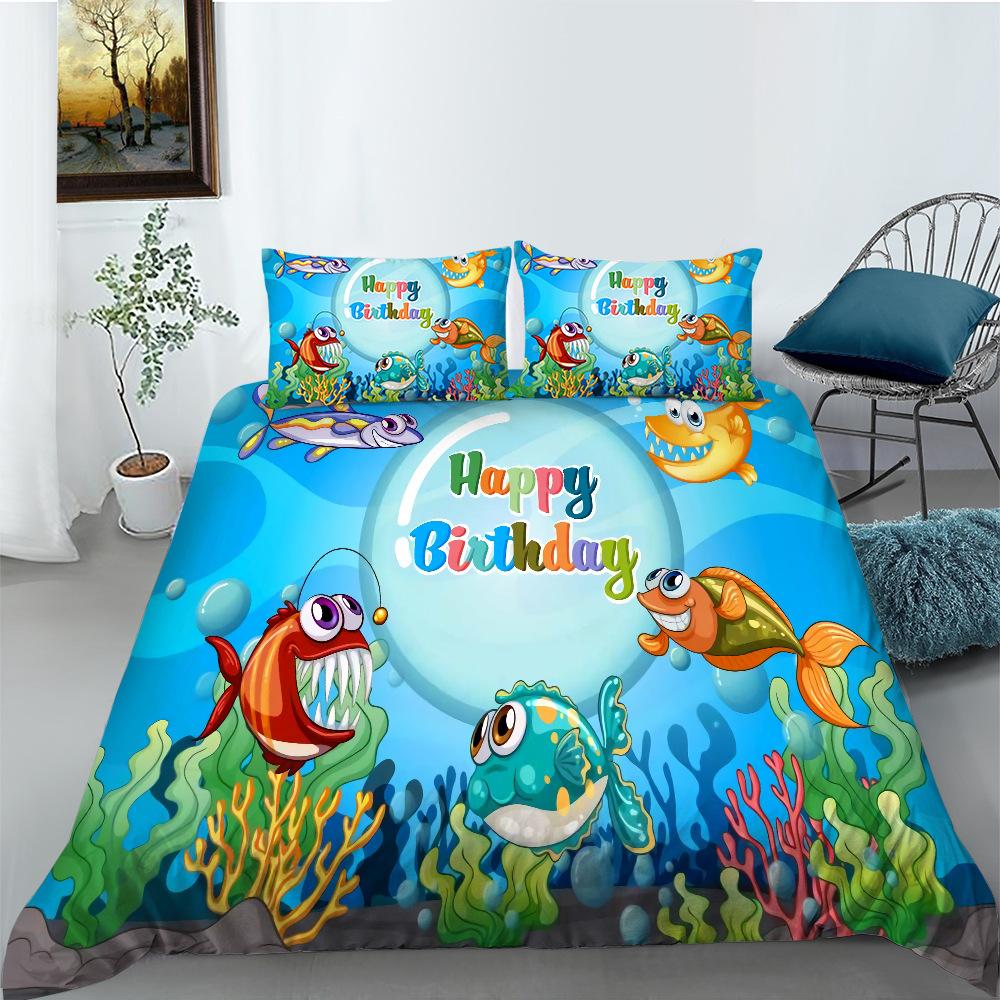 Bedding Two Or Three-Piece Set Cartoon Marine Animal Series Digital Printing Polyester