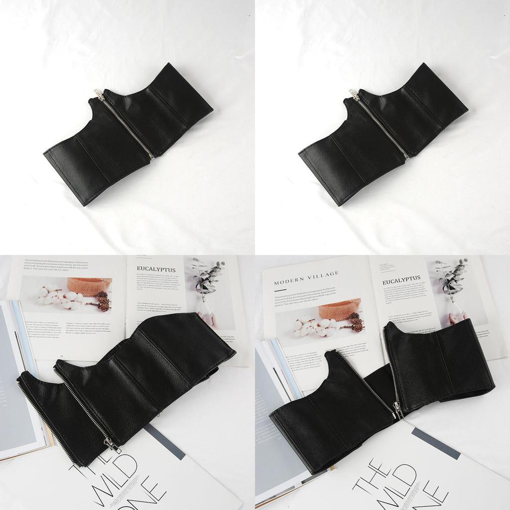 Simple Solid Color Artificial Leather Women Casual Wide Waistband With Zipper For Outdoor Fashion Streetwear