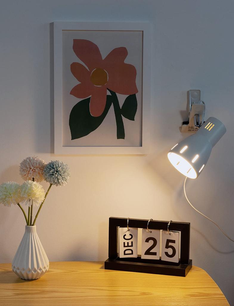 ANZENSHI E26 Clip Light Desk Lamp Rotating Angle for Light Bulb Sold White Room, Bedroom, Store, Separately,