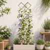 Wooden Garden Plant Trellis Hollow Out Flowers Vine Plant Support Rack Geometric Climbing Stand Potted Plant Climbing Rack