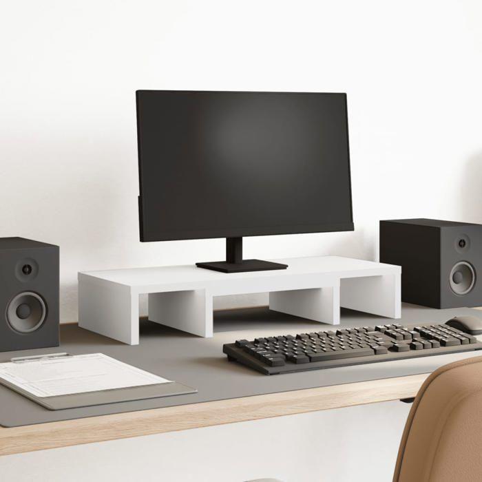 VidaXL Support de moniteur réglable blanc bois d'ingénierie, support de moniteur réglable, support pour écran d'ordinateur, 854625