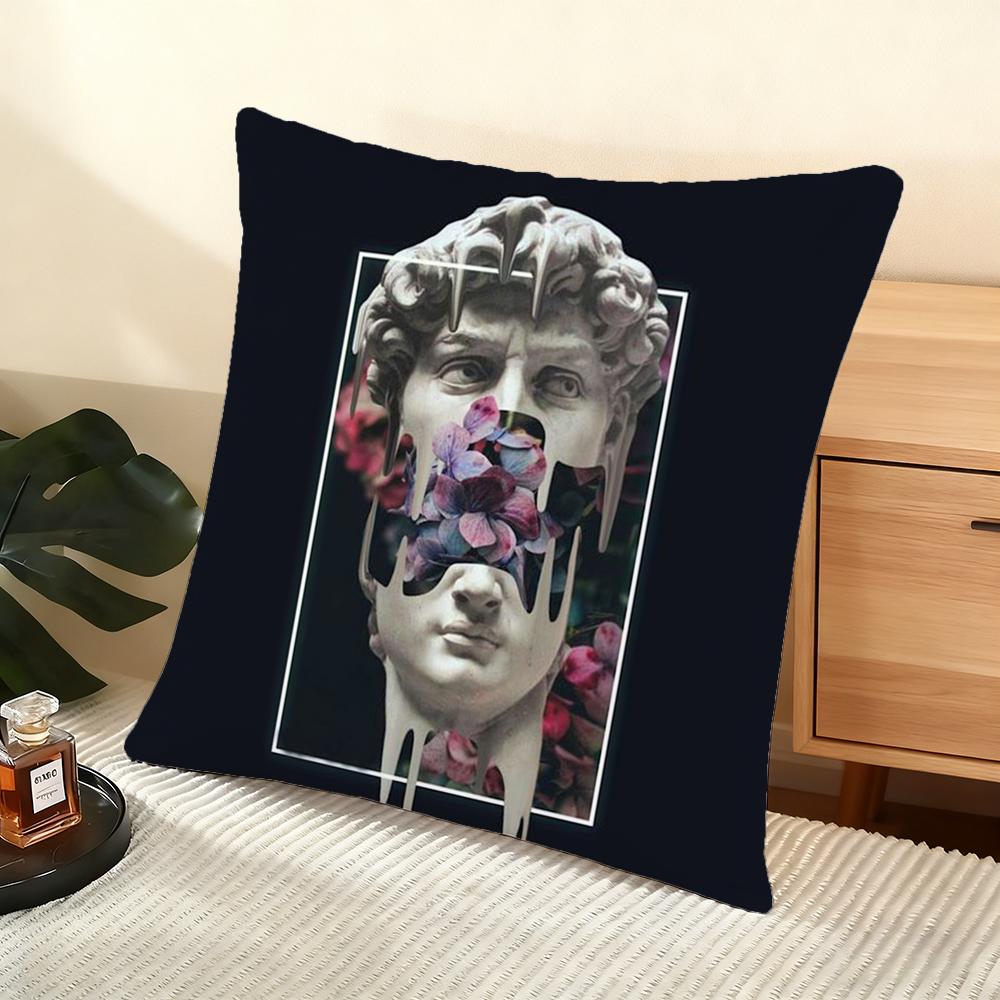 Funny Art D-David Statue Cushion Cover Soft Short Plush Pillow Cover Smooth Cozy Texture Aesthetic Cushion Case Home Decor
