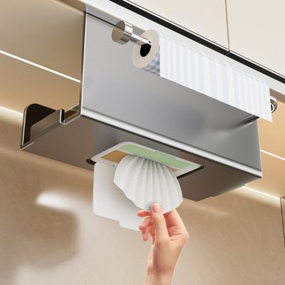 Paper Towel Roll  Carbon Steel Kitchen Organizer Rack Under Cabinet Paper Towel Holder Wall Mounted Kitchen Roll Dispenser