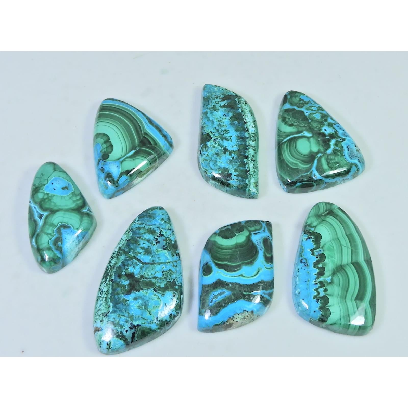 226Cts. Natural Chrysocolla Malachite Fancy Cabochon Loose Gemstone 7Pcs Lot C-2098