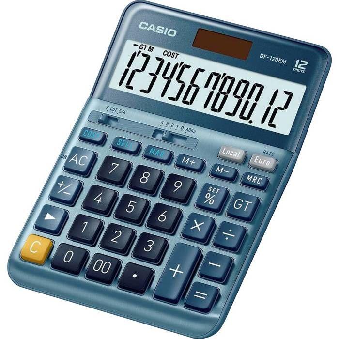Casio DF-120EM Calculatrice De Bureau Bleu Ecran: 12 Solaire (L X L) 126 Mm X 179 Mm