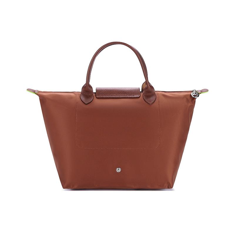 Longchamp Le Pliage Green 30 Foldable Snap Button Zipper Closure Short Handle Dumpling Tote Bag Medium Women Tote Bags Brown 1623919504