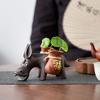 Clay Tea Pet Donkey with Fu Character Handmade Lucky Ornament Feng Shui Decor for Office Home Desk Tea Art Accessory Creative