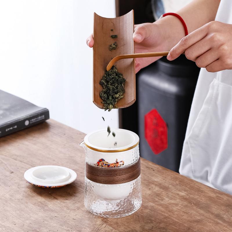 Suet Jade White Porcelain Portable Outdoor Travel Kung Fu Tea Set Make Tea One Pot Four Cups Set