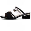 Ladies Shoes 2025 Summer Modern Slippers Women Outdoor Fashion Metal Decoration Med Heel Women's Elegant Open Toe Dress Sandals