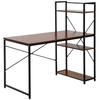 Corner Desk with Storage Industrial Design with Bookcase 3 Shelves Particle Board Walnut Look