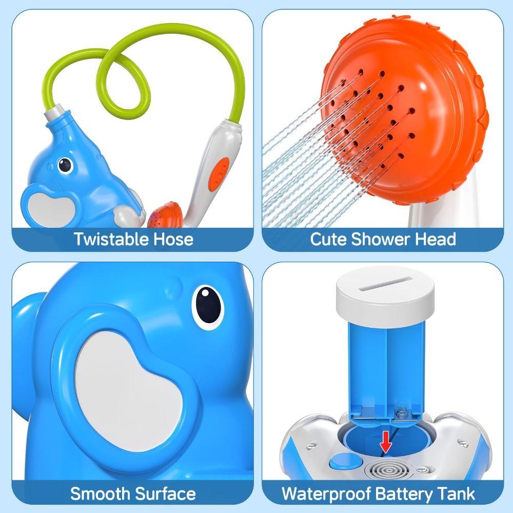Cute Elephant Bath Shower Head Rotatable Electric Spray Water Parent-Unisex Interaction Cartoon Bathtub For Ages 1-3
