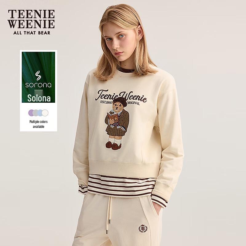 Teenie Weenie Women's Sorona Big Bear Embroidered Crew Neck Sweatshirt