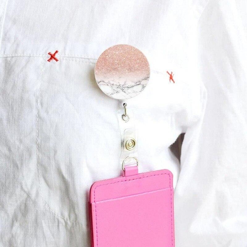 Retractable Badge Holder Reel Clip Marble Print Nurse Exhibition Card Holders Woman Doctor ID Card Chain Clips