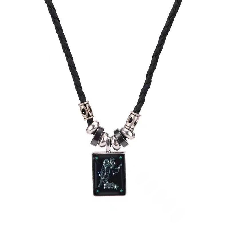 Collana con Ciondolo Zodiaco Creativo 2023 - Moda Retro Europea e Americana con Design alla Moda con Pietra del Tempo