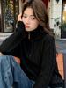 Women's 100% Pure Wool High Neck Half-Zip Cable Knit Sweater - Commuter Style, Loose Fit, Warm Top