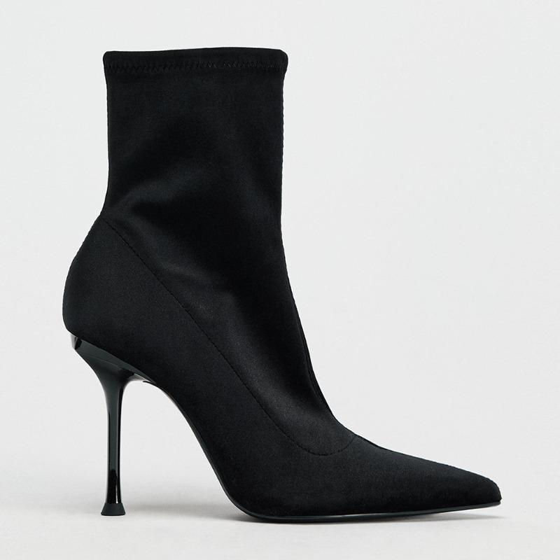 Fashion Pointed Toe Sexy High Heels Women's New Stiletto Plaid Snake Side Zipper Anti-Slip Wear-Resistant High Heel Boots