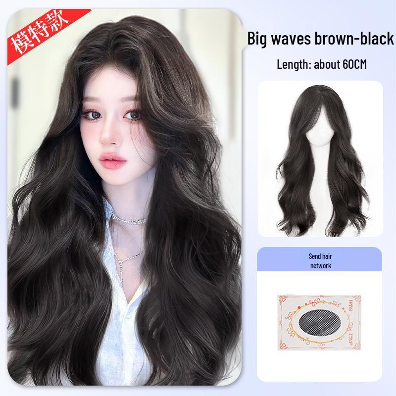 Women's Long Wavy Wig - Natural Fall/Winter Look, Middle Part, Full Coverage
