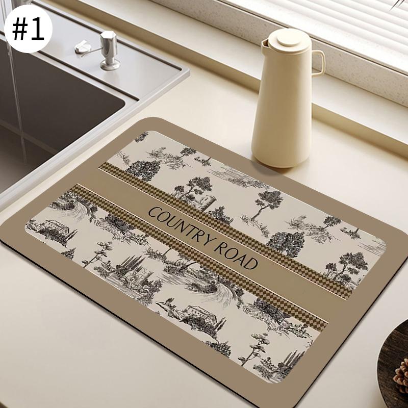 Quick Drying Dish Mat Printed Kitchen Tableware Coffee Draining Pad Dinnerware Cup Bottle Placemat Super Absorbent CoffeeMats