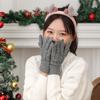 Simple Style Fashion Plus Velvet Thicken Women Winter Keep Warm Touch Screen Pattern Knitted Wool Gloves Elasticity Soft Mittens