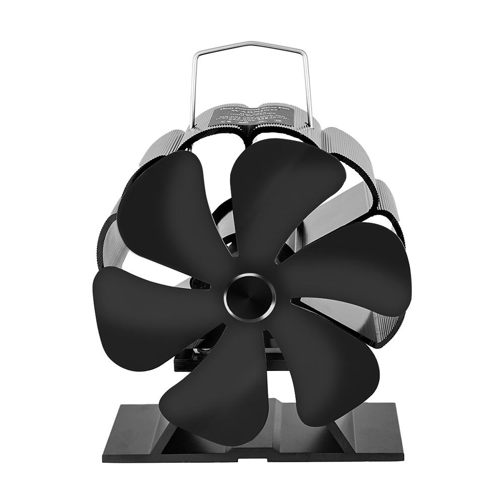 6 Blades Heat Powered Stove Fan Mini Black Fireplace Fan Komin Log Wood Burner Eco Quiet Fan Home Efficient Heat Distribution