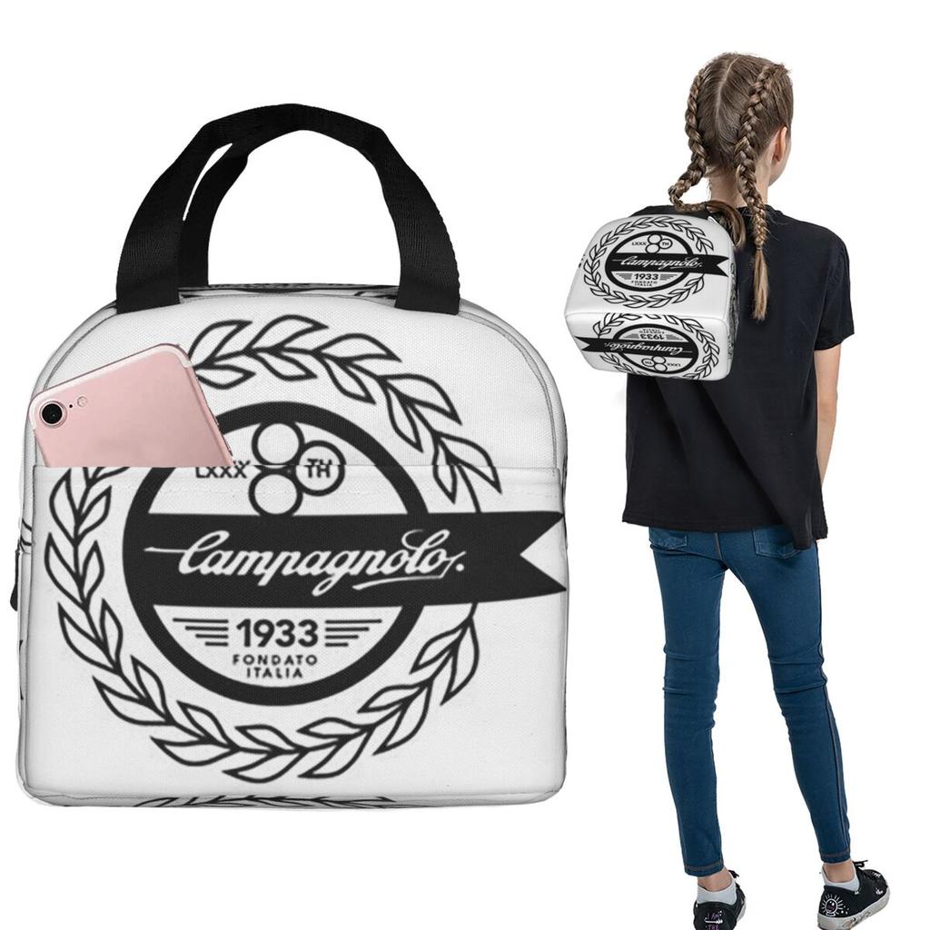Campagnolo Vintage Italian Cycling Tour Insulated Lunch Bag for Women Children Portable Food Boxes Thermal Lunch Box Tote
