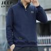 JEEP SPIRIT Men's Half-Zip Stand Collar Sweatshirt