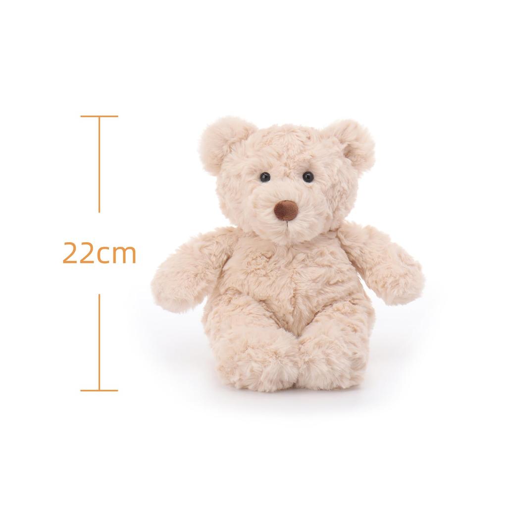 Aprikosenfarbenes Lammcreme Kaffee Bär Plüschtier für Kinder, Weicher und niedlicher flauschiger Creme Kaffee Bär für Mädchen und Jungen, 22cm