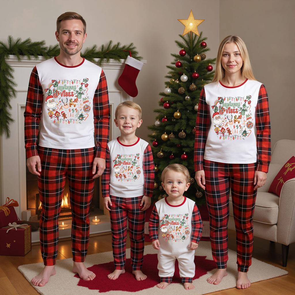 Christmas Print Parent-child Long-sleeved Pajamas Set Home Wear