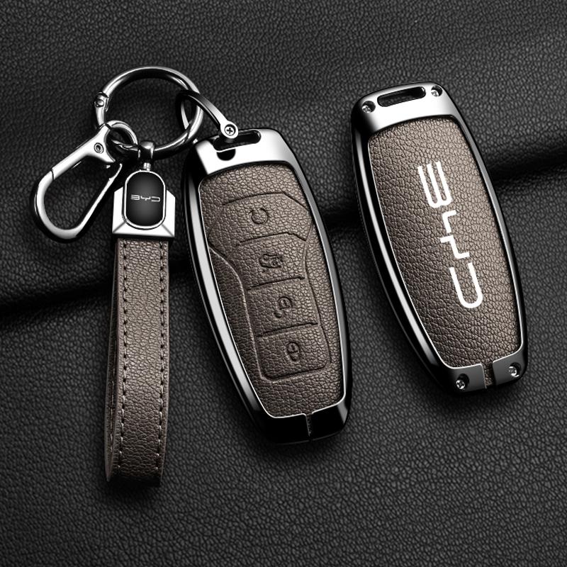 Zinc Alloy Leather Car Remote Key Case Cover for BYD Atto 3 Han EV Dolphin Lied Tang Dm Qin PLUS Song Pro MAX Yuan Accessories