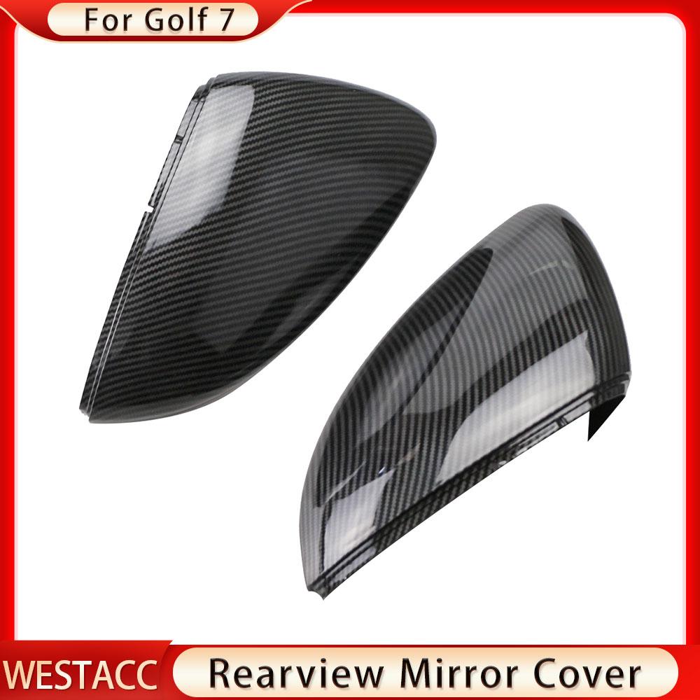 2Pcs Car Rearview Mirror Cover for Volkswagen VW Golf7 Golf 7 MK7 MK7.5 2012 -  Rear View Mirror Covers Sticker