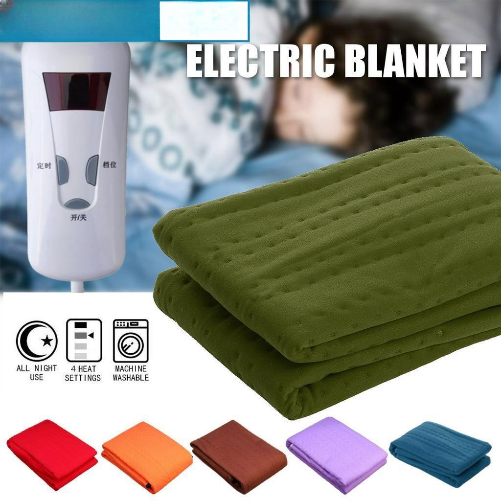 220V 120W Electric Heated Blanket Warm Over Throw Fleece Rug Digital Timer Controller