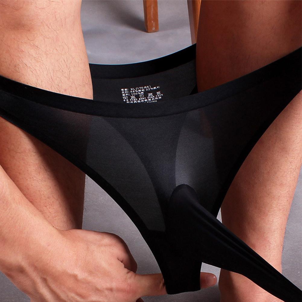Men Sexy Underwear Ice Silk Underpants Mens G-Strings Pouch Bikini Gay Temptatio Jj Sleeve Erotic Lingerie Elastic Smooth Thongs