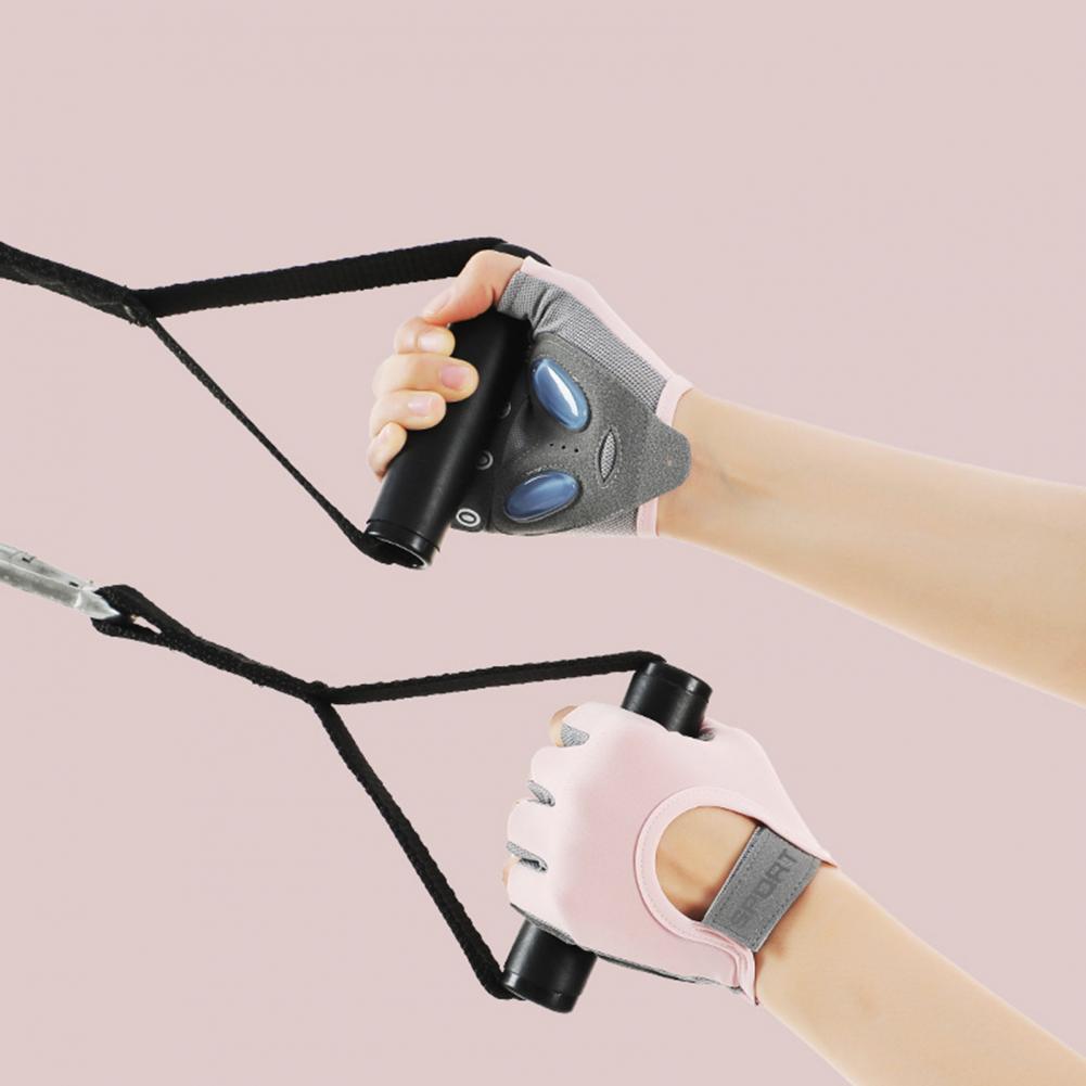 1 Pair Sport Gloves Half-finger Shock-Absorbing Anti-Slip Izable Fit Fasten Tape Gloves Unisex Breathable Workout Gloves