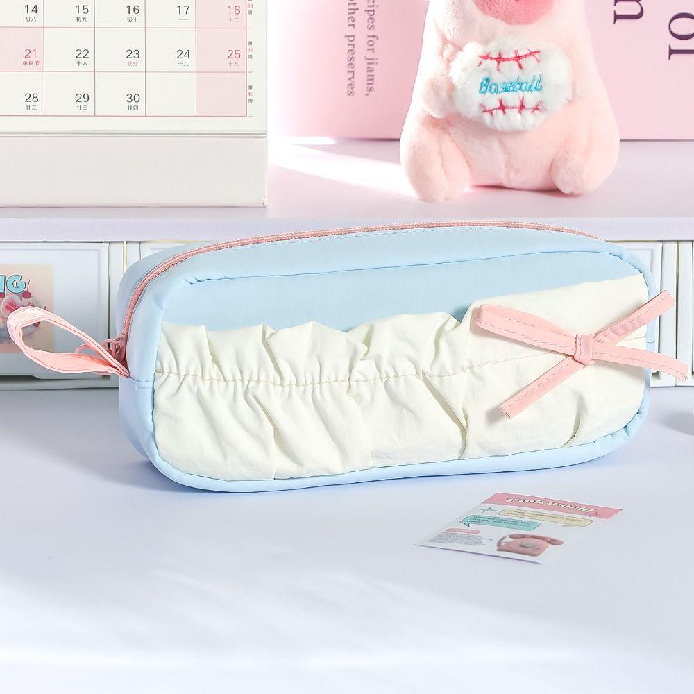Multi-layer Pen Bag Color-blocking Stationery Storage Bag Portable Pencil Case  Students Gift