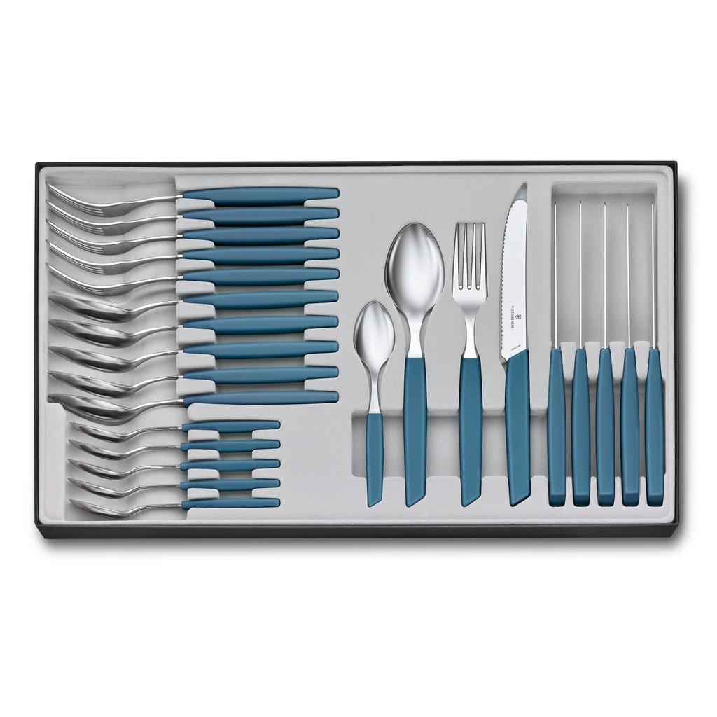 VICTORINOX Cutlery Table Steak and 24 Spoons Elegant Ergonomic Table Set to Decorate Your Dining Dishwasher Swiss Modern Set, Fork, Knife, Set,