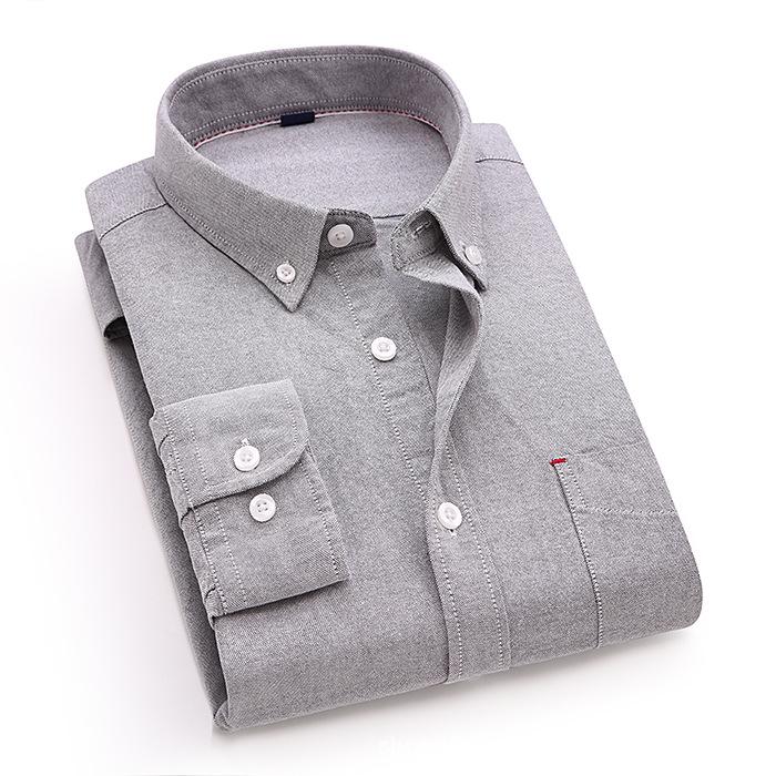 Quality New Style Oxford Cotton Shirt Men's Long-sleeved Pure Vertical Striped Trendy Casual Handsome Men Shirts