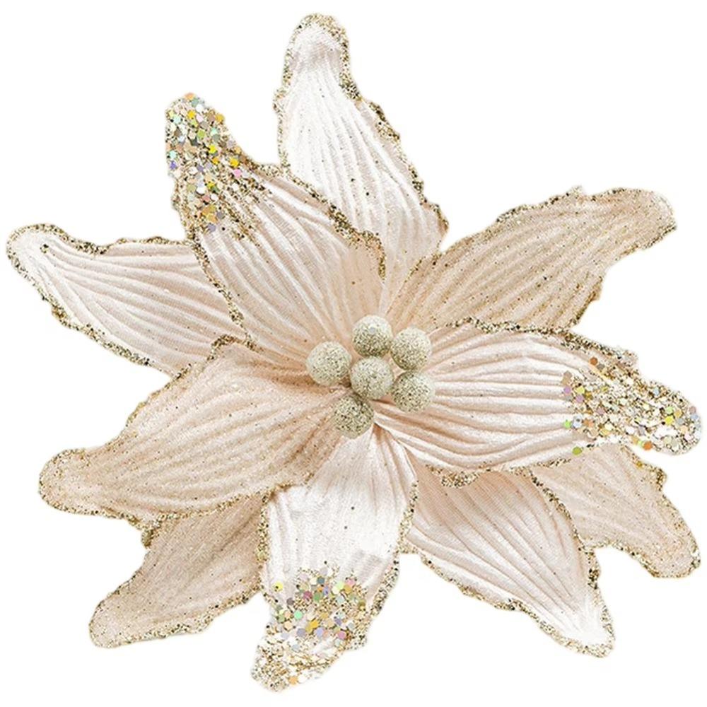 

Faux Velvet Christmas Tree Wreath 26cm Poinsettia Flower Decor Festive Holiday шампанского