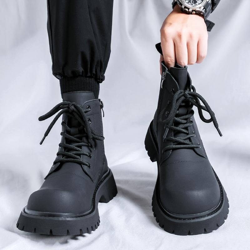 Fashion Autumn and winter men's boots Trendy minimalist design style Outdoor walking motorcycle Daily office Youth adult warm shoes