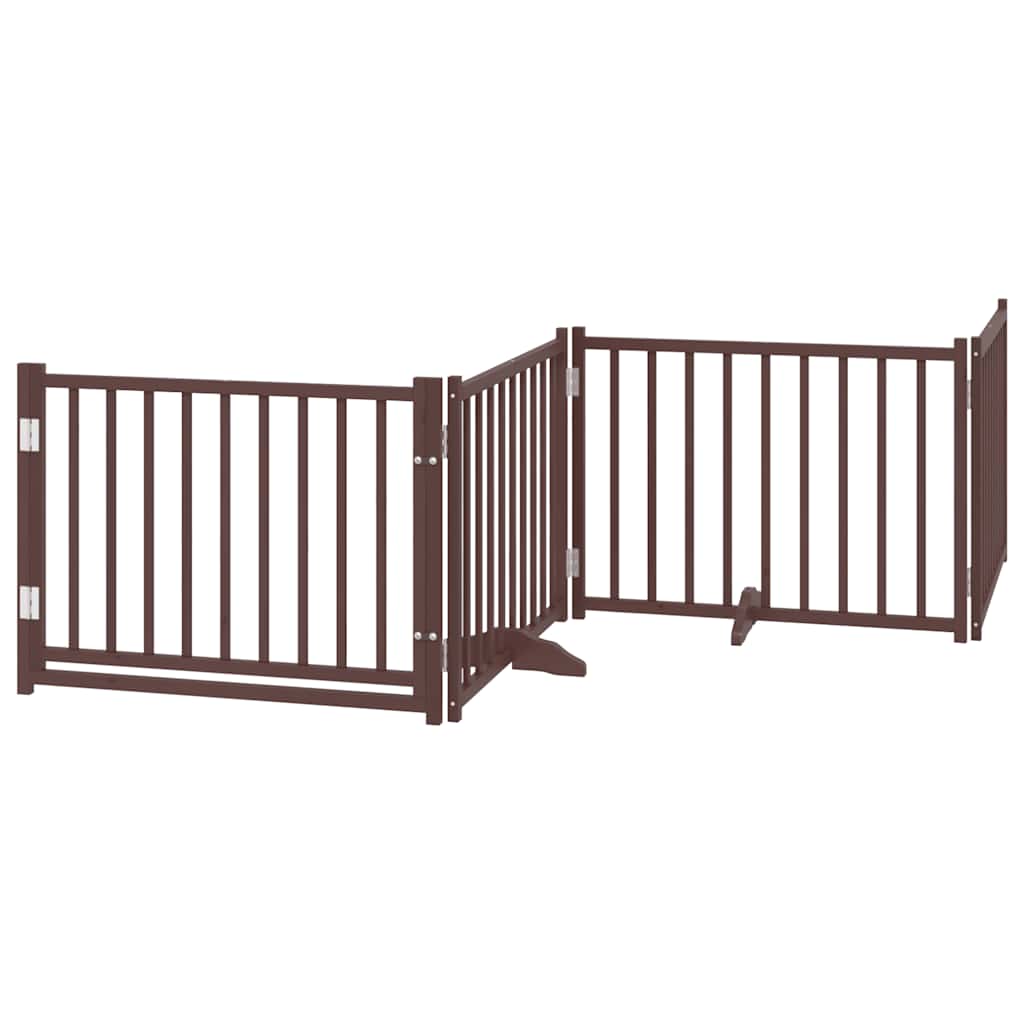 Vidaxl Składana Bramka Dla Psa, Z Drzwiami, 4 Panele, Brązowa, 320 Cm