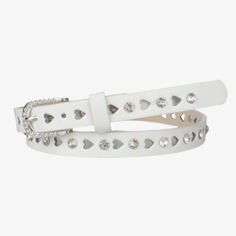 

Женский пояс со стразами, декоративный пояс с инкрустацией, ажурный, универсальный, тонкий, узкий, яркие кожаные брюки, ПУ, карамельный цвет белый