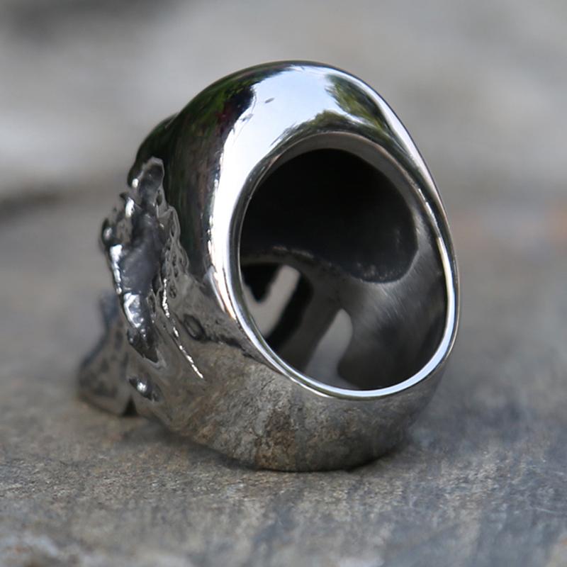Polierter Vampir Totenkopf Ring Herren Damen Edelstahl Biker Ringe Mann Gothic Punk Schmuck Bestes Geschenk Für Freund Größe 7-15