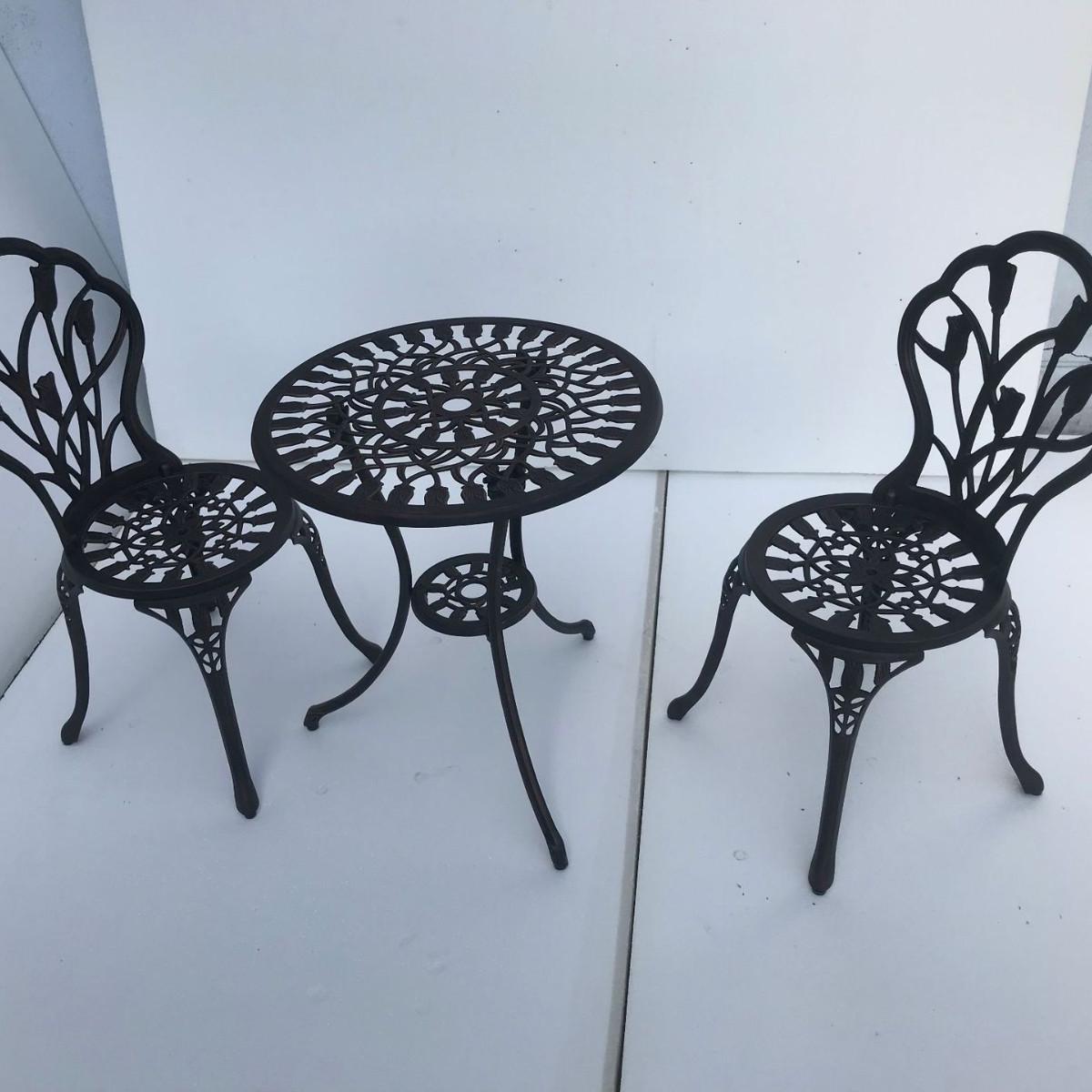 Outdoor Cast Aluminum Tulip Table and Chair Set - 3-Piece