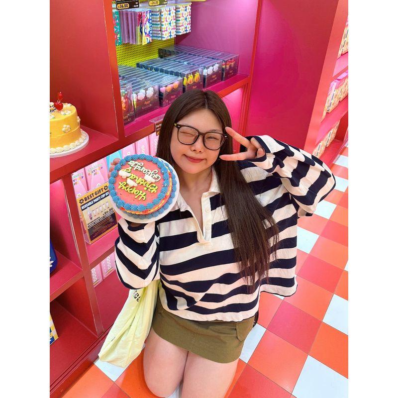 

30% off Miss Biggie Fashion Plus Size Slim Looking Easiest for Match Loose Combed Cotton Horizontal Stripe Polo Collar Long Sleeves T-shirt Navy blue and white stripes XXL