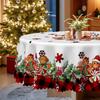 Christmas Table Cloth, Gingerbread Man Print, Snowflake Red And Black Check, Round Waterproof Round Table Cloth, Picnic Cloth