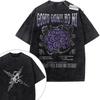 Oversize Vintage Washed One Piece T Shirt Boa Hancock and Jewelry Bonney Purple Pattern Anime Print Streetwear Casual Daily Wear