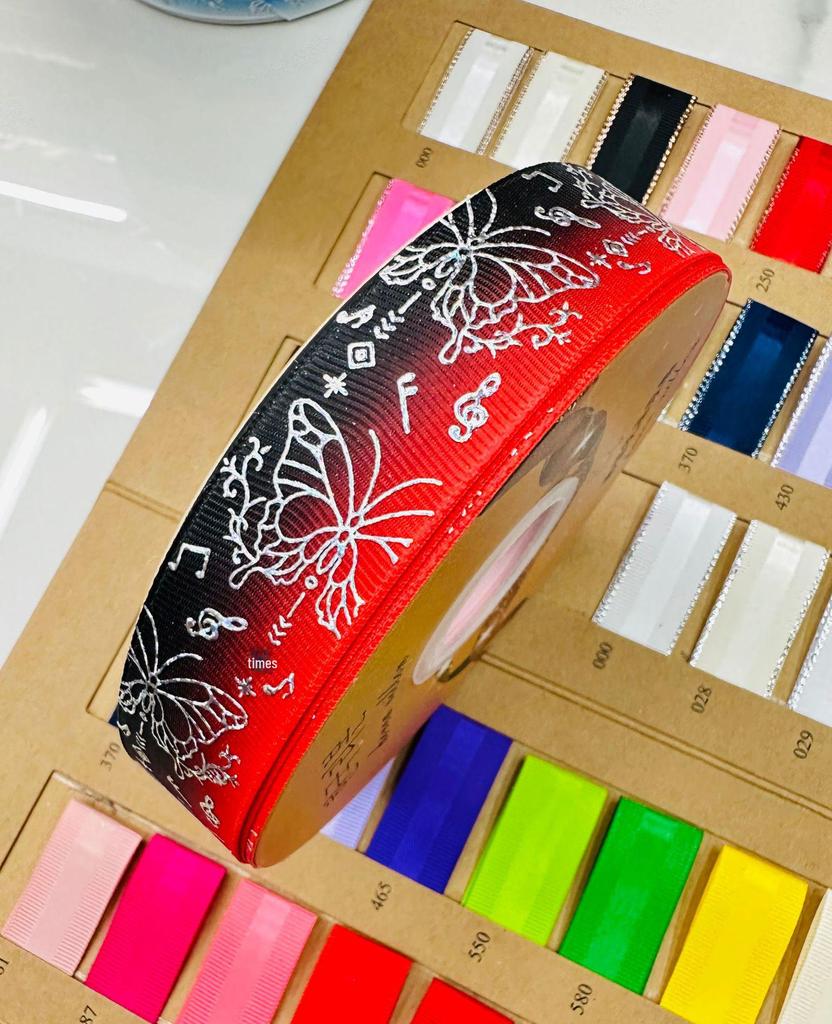 Ruban papillon argenté de 2,5 cm imprimé laser pour décoration de Noël DIY