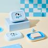 Cartoon Tragbare Seifenschalen Doppellagige Plastik-Seifenbox Haushalts-Badezimmer Ablage Seifenschale Badezimmer-Seifenbox Mit Deckel