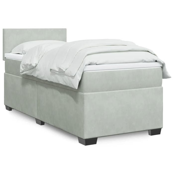 VidaXL Slatted Bed Base and Mattress Light Grey 90x190 Cm Velvet, Bed, Platform Bed, Panel Bed, Furniture of 3288480