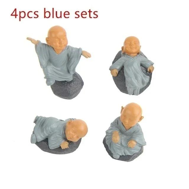

4Pcs Kawaii Chinese Buddhist Monks Miniature Bonsai Furniture Resin Craft Figurine Crafts Accessories Home Decoration Tools синий